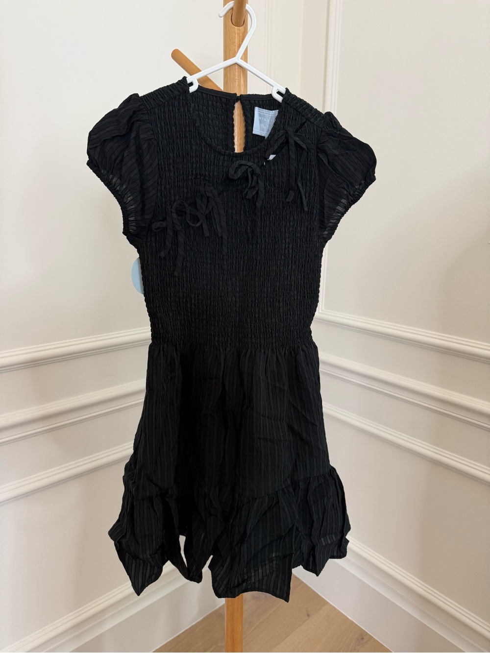 Hill House Home US The Gia Mini Nap Dress - Black Tonal Seersucker - Picture 2 of 7